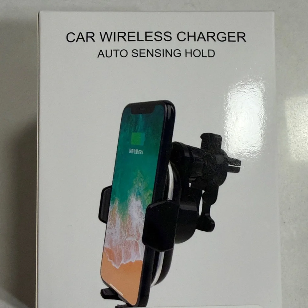 Black Wireless Car Charger with Auto Sensing Hold